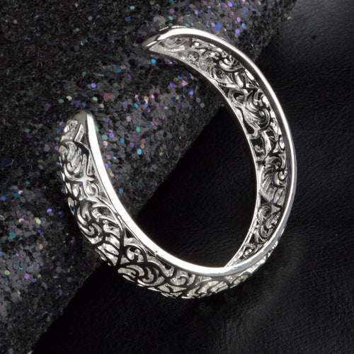925 Silver Hollow Pattern  Cuff Bracelet&Bangle For Woman Wedding Party Silver Jewelry